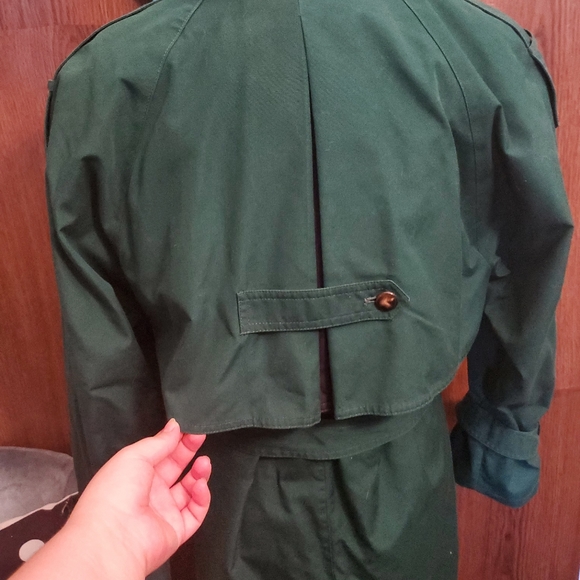 Club 5.4 Vintage Green Petite Trench Coat - Picture 14 of 16